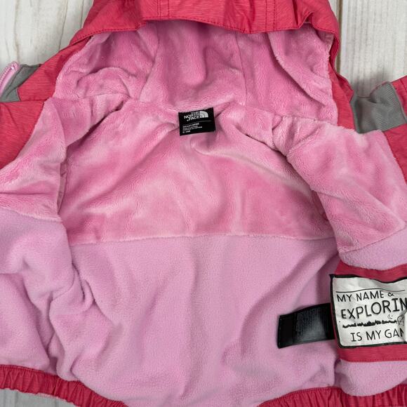 The North Face Toddler Girl Pink Windbreaker Jacket Hooded Full Zip - Picture 3 of 4